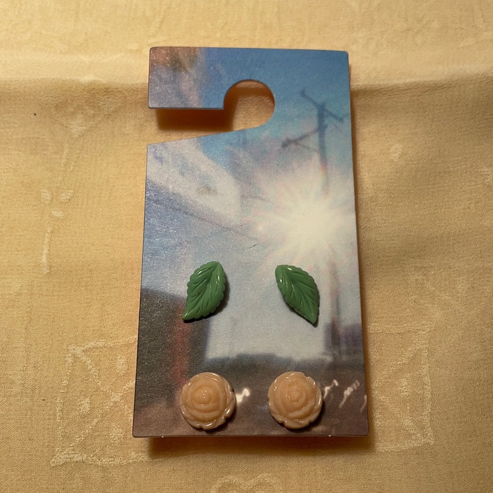 Urban Outfitters Rose and Leaf Stud Earrings